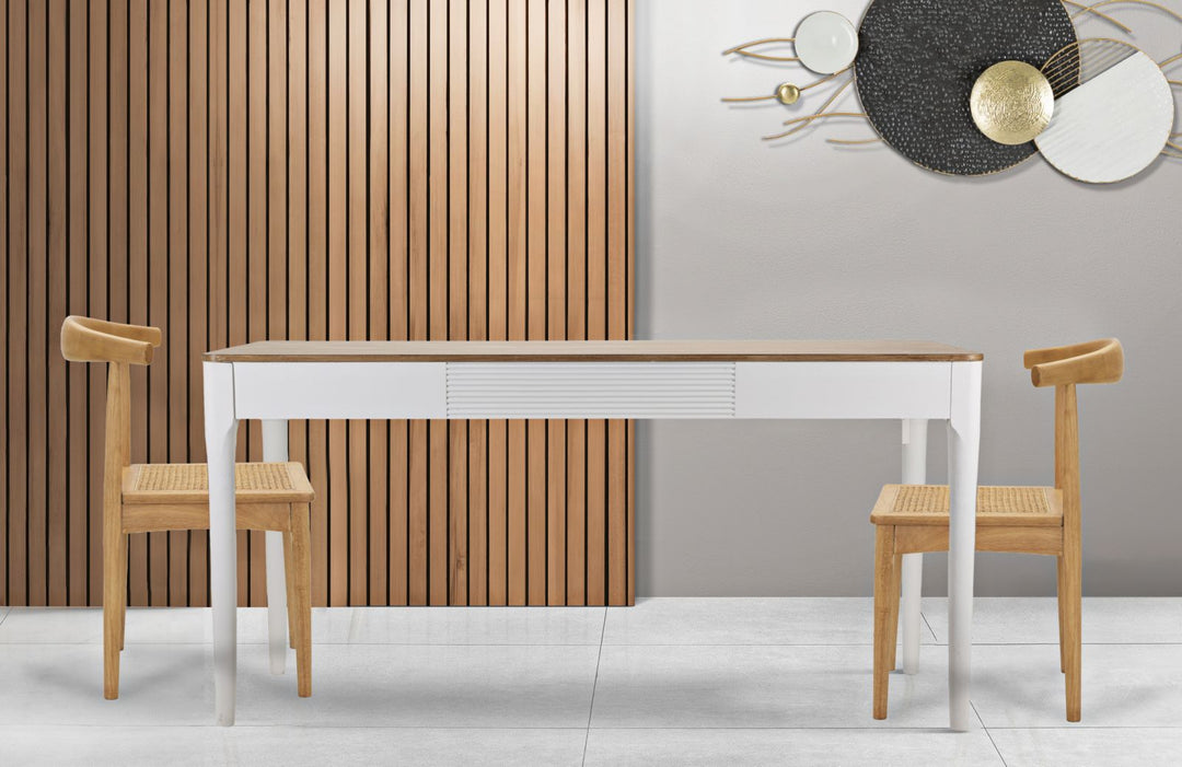 Boho chic bord, hvid, træ, mdf og metal – 180x90x80 cm
