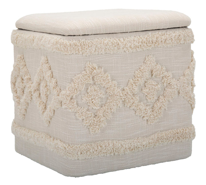 Boho chic taburet i mdf, polyester, bomuld – 40x40x40 cm