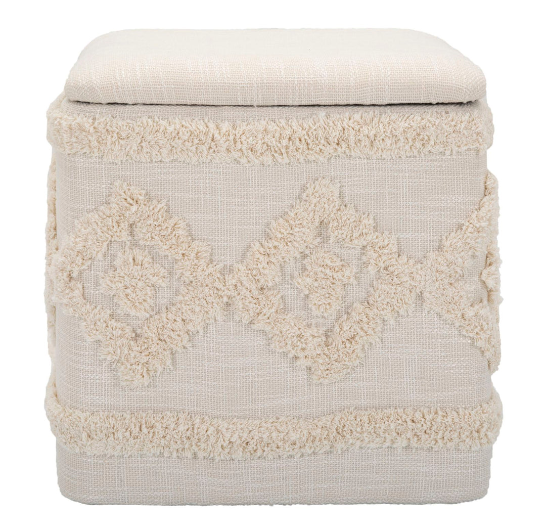 Boho chic taburet i mdf, polyester, bomuld – 40x40x40 cm