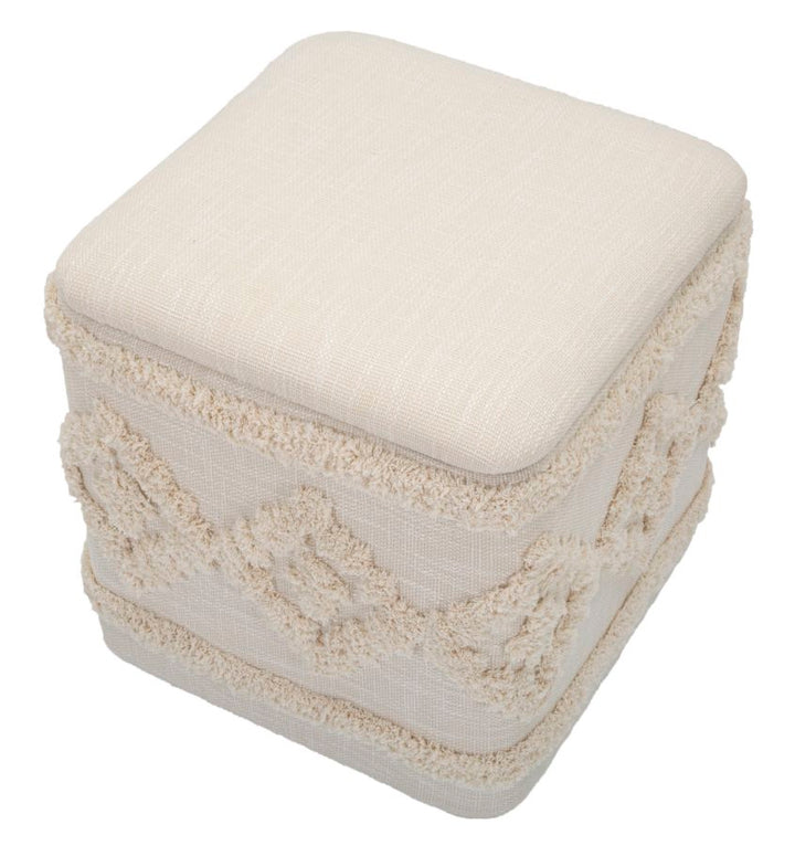 Boho chic taburet i mdf, polyester, bomuld – 40x40x40 cm