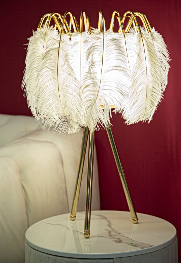 Glam bordlampe i guldfarve, jern og plast – 40x60 cm