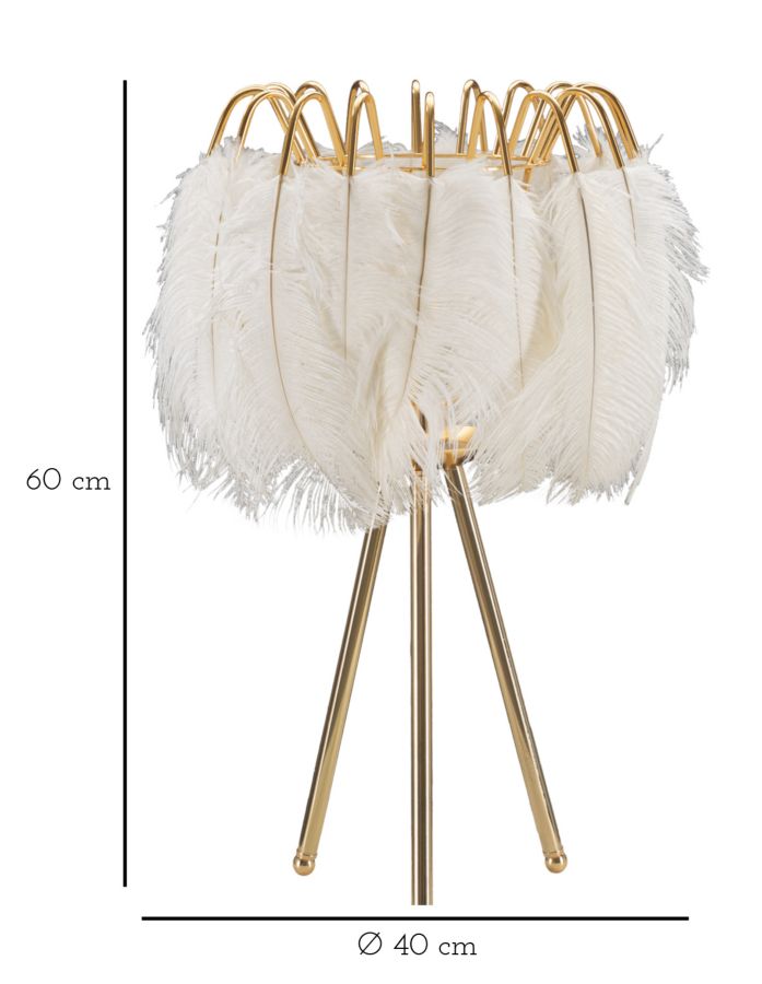 Glam bordlampe i guldfarve, jern og plast – 40x60 cm