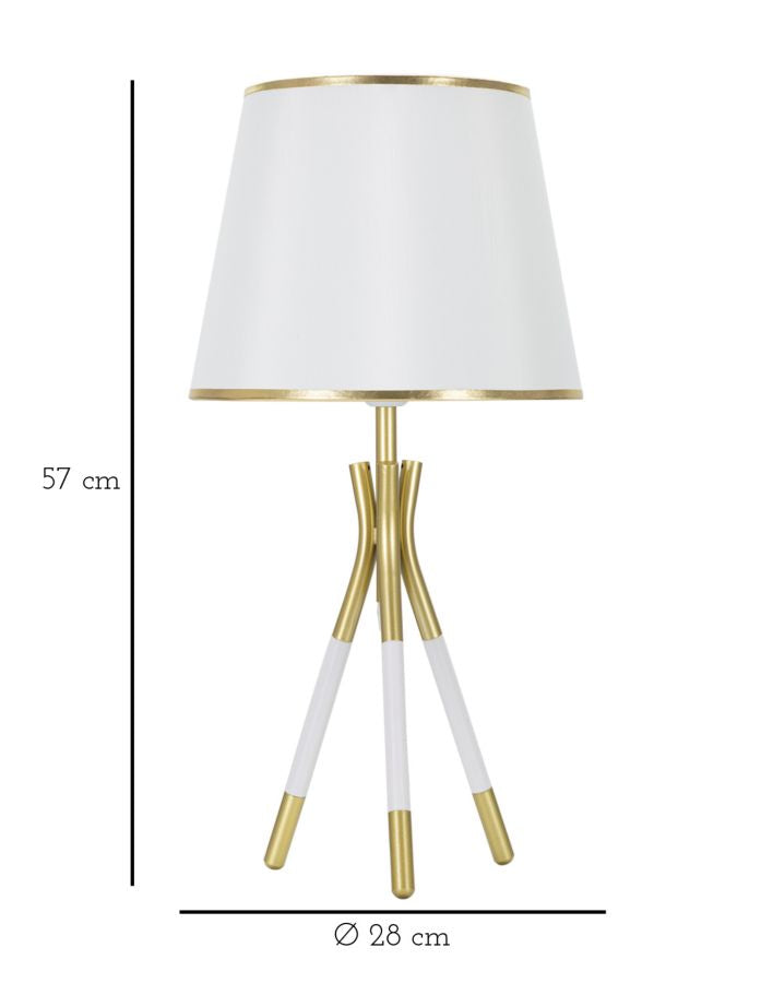 Glam bordlampe i guldfarve, metal og stof – 28x57 cm
