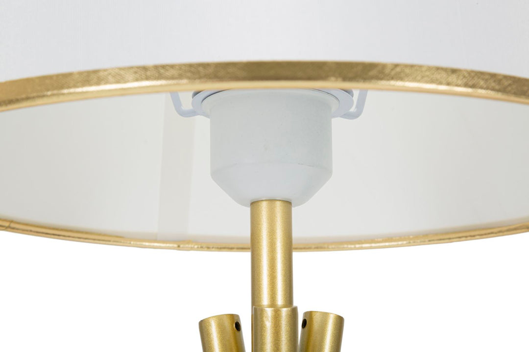 Glam bordlampe i guldfarve, metal og stof – 28x57 cm