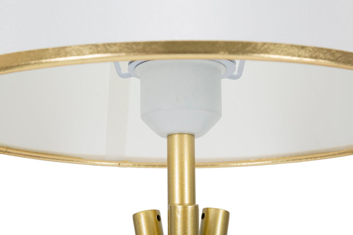 Glam bordlampe i guldfarve, metal og stof – 28x57 cm