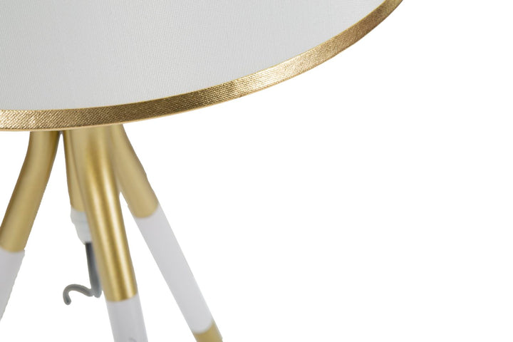Glam bordlampe i guldfarve, metal og stof – 28x57 cm
