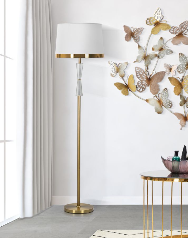 Glam bordlampe i guldfarve, jern, glas og stof – 40x153 cm