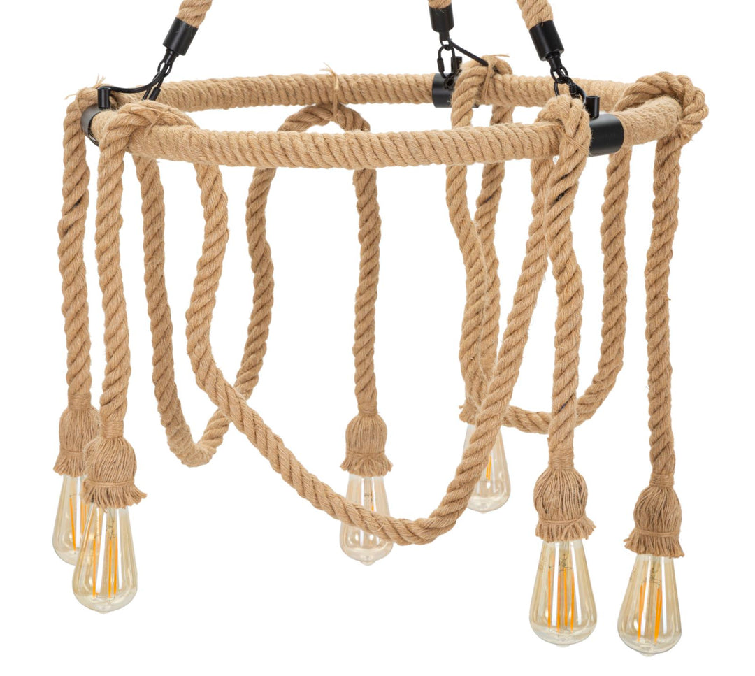 Boho chic lampe i jern og reb – 64x90 cm