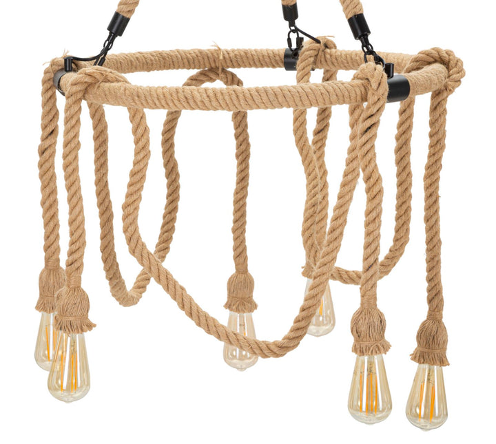 Boho chic lampe i jern og reb – 64x90 cm