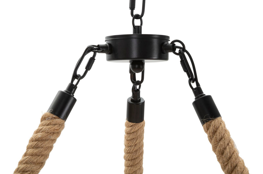 Boho chic lampe i jern og reb – 64x90 cm