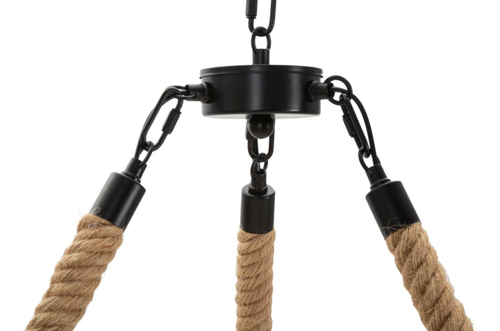 Boho chic lampe i jern og reb – 64x90 cm
