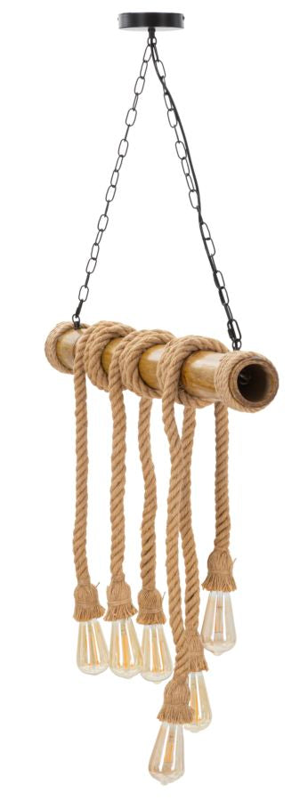 Boho chic lampe i bambus og reb – 80x15x120 cm