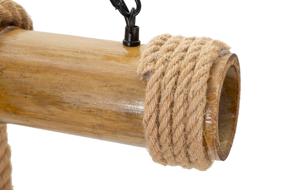 Boho chic lampe i bambus og reb – 80x15x120 cm