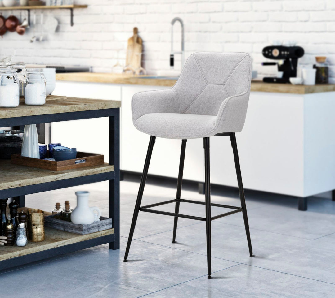 Glam barstol i træ, metal og stof – 55x55x109 cm