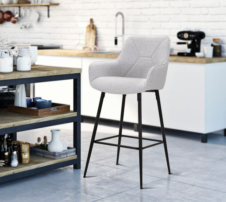 Glam barstol i træ, metal og stof – 55x55x109 cm