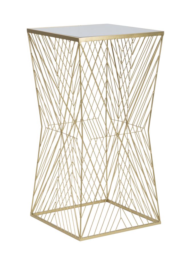 Glam sidebord i guldfarve, jern og glas – 50x50x100 cm