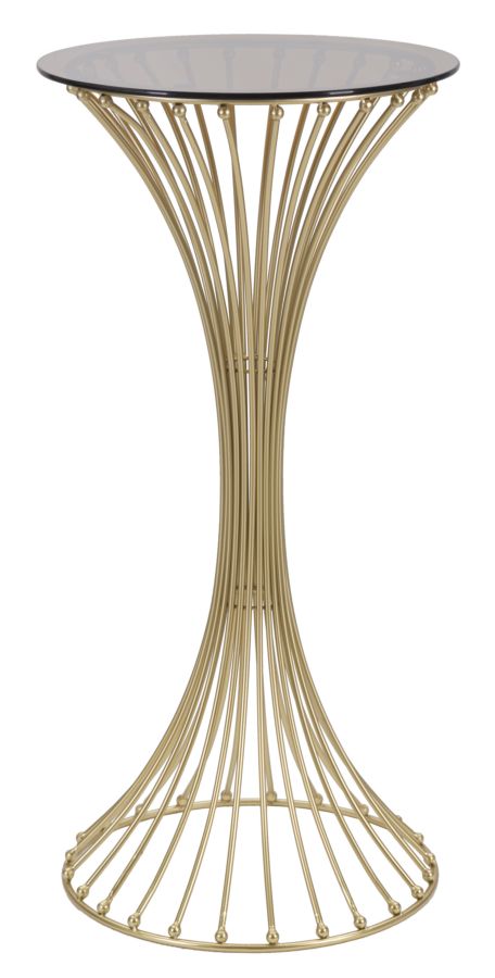 Glam bord i guldfarve, metal og glas – 50x103 cm