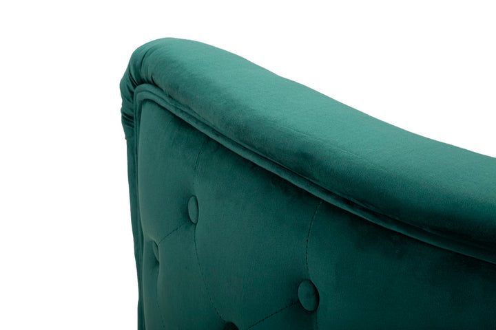 Glam stol i grøn, træ, stof og metal – 76x74x73 cm