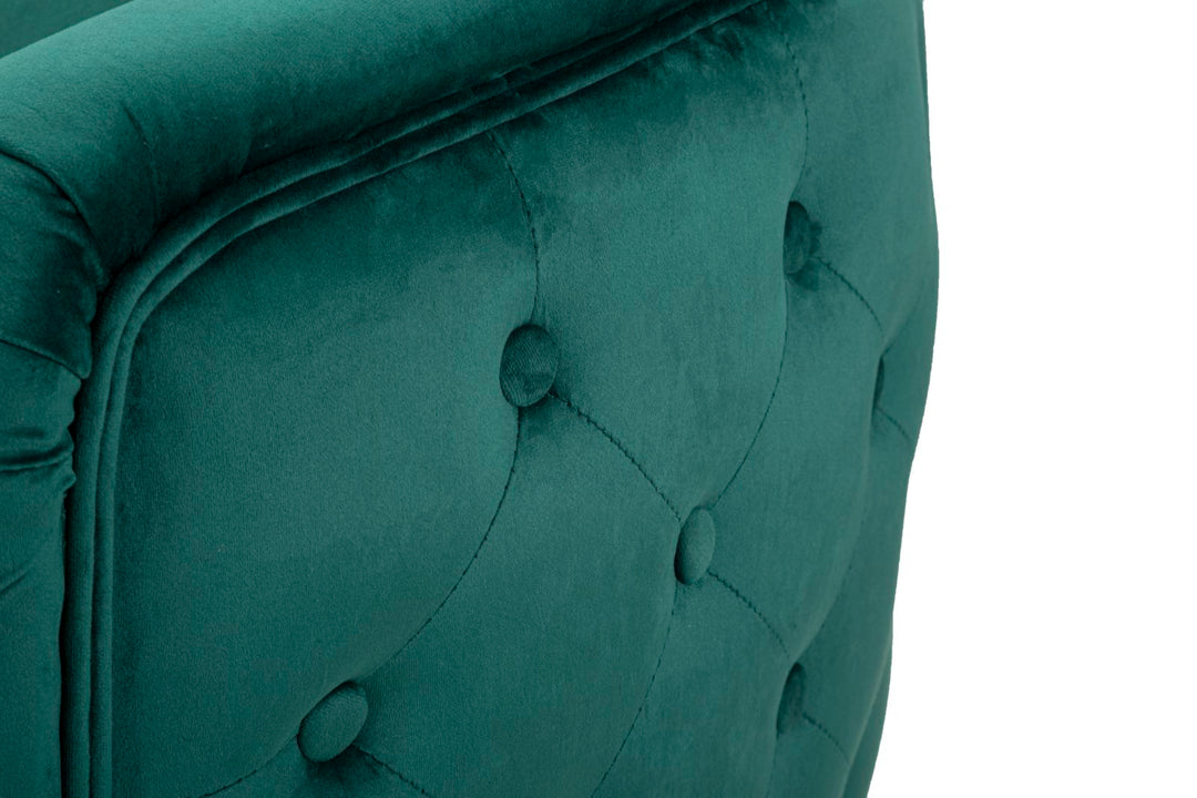 Glam stol i grøn, træ, stof og metal – 76x74x73 cm