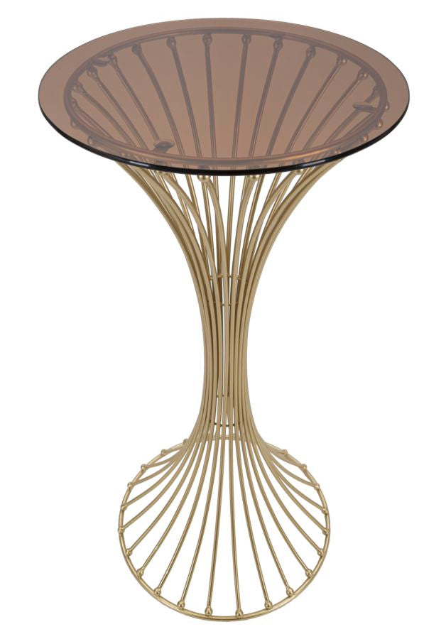 Glam bord i guldfarve, metal og glas – 50x103 cm