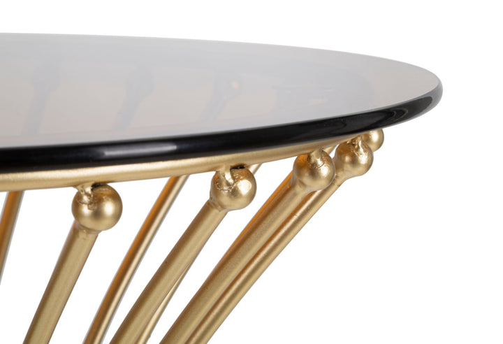 Glam bord i guldfarve, metal og glas – 50x103 cm
