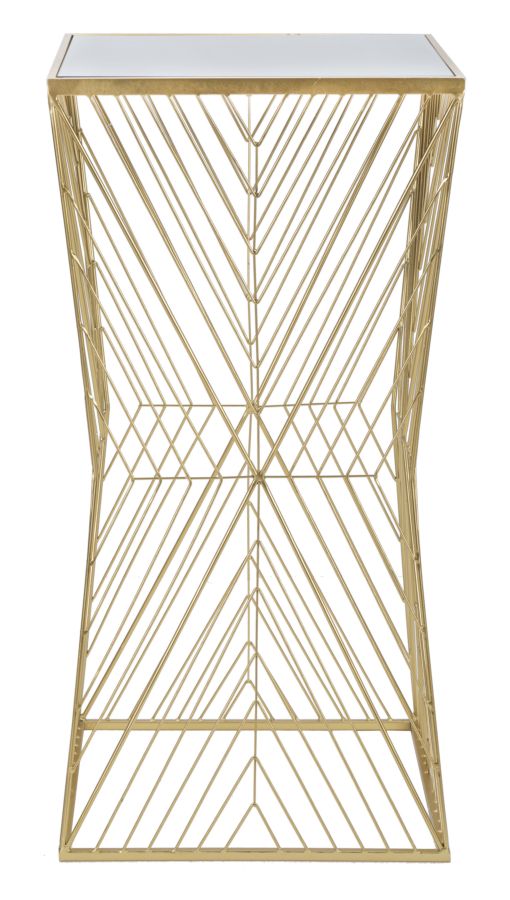 Glam sidebord i guldfarve, jern og glas – 50x50x100 cm