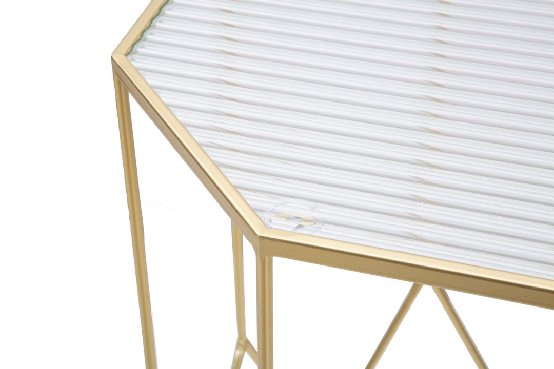 Glam sideborde i guldfarve, jern og glas – 50x46x100 40x37x80 cm