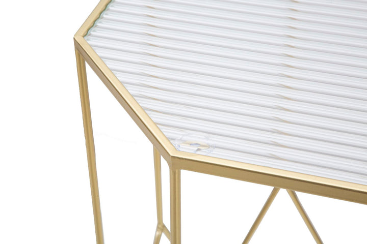 Glam sideborde i guldfarve, jern og glas – 50x46x100 40x37x80 cm