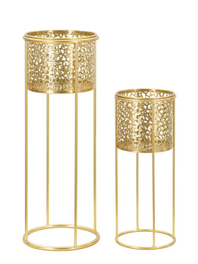 Glam vaser i guldfarve, metal  – 17x46 og 14x34 cm