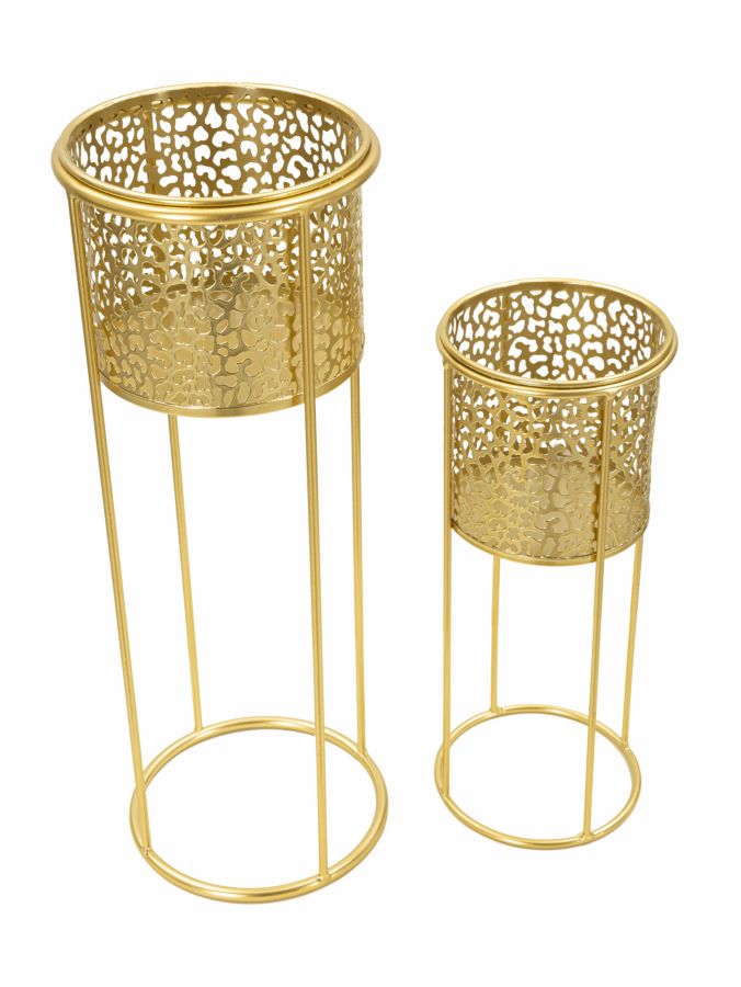 Glam vaser i guldfarve, metal  – 17x46 og 14x34 cm