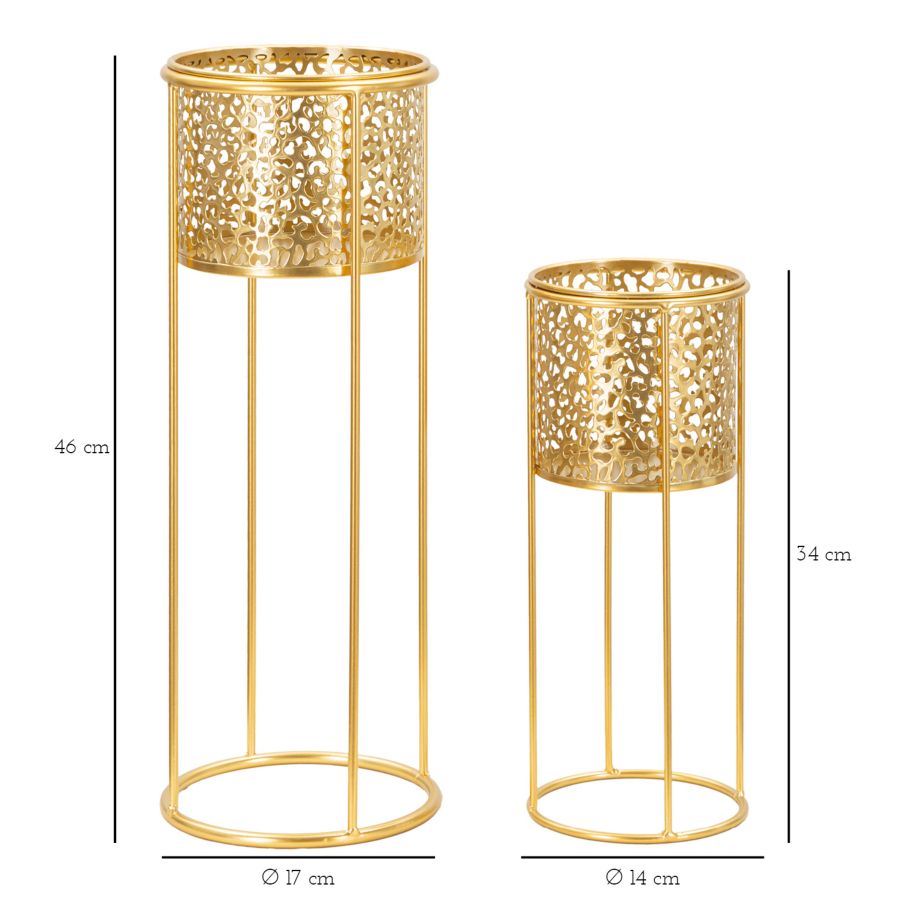 Glam vaser i guldfarve, metal  – 17x46 og 14x34 cm
