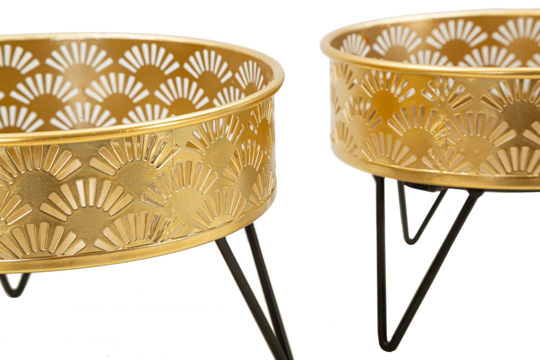 Glam vaser i guldfarve, metal  – 20x5x13 og 18x13 cm