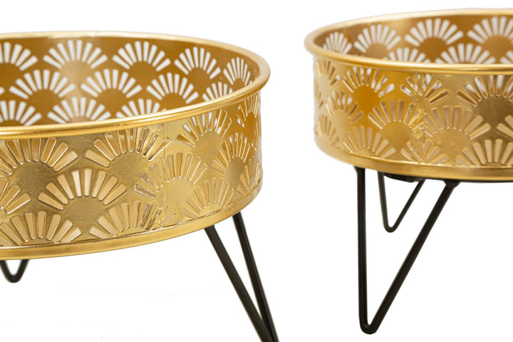 Glam vaser i guldfarve, metal  – 20x5x13 og 18x13 cm