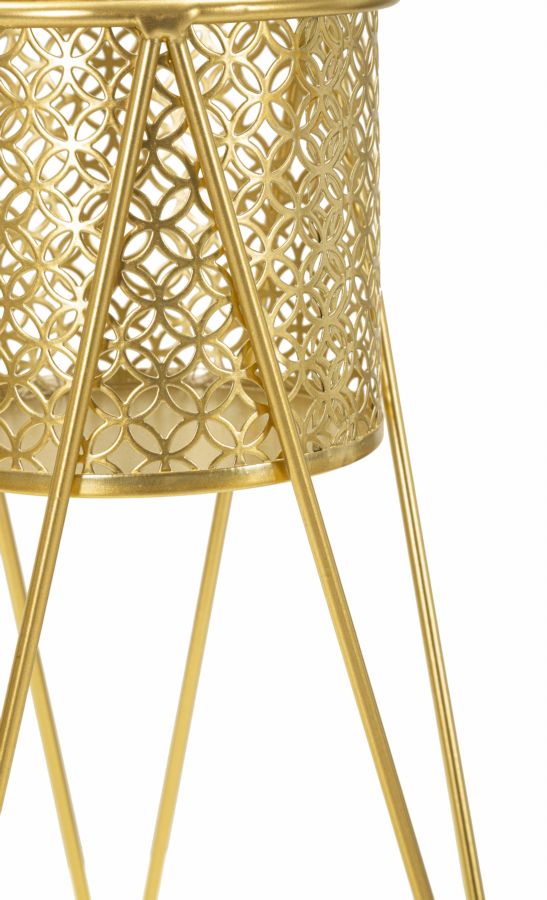 Glam vaser i guldfarve, metal – 21x20x46 og 18x18x32 cm