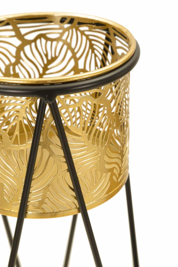 Glam vaser i guldfarve, metal  – 21x20x46 og 18x18x32 cm