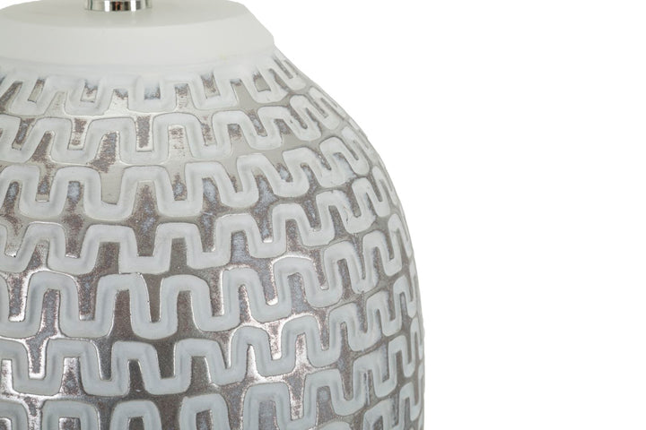 Moderne bordlampe i polyresin, jern and stof – 35x65 cm