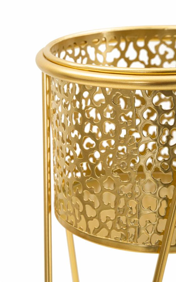 Glam vaser i guldfarve, metal – 21x20x46 og 18x18x32 cm