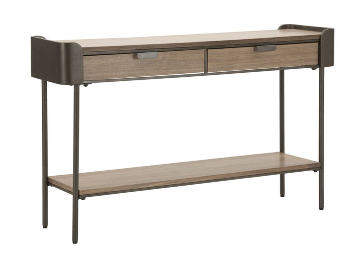 Konsolbord i træ og jern – 120x31x72 cm