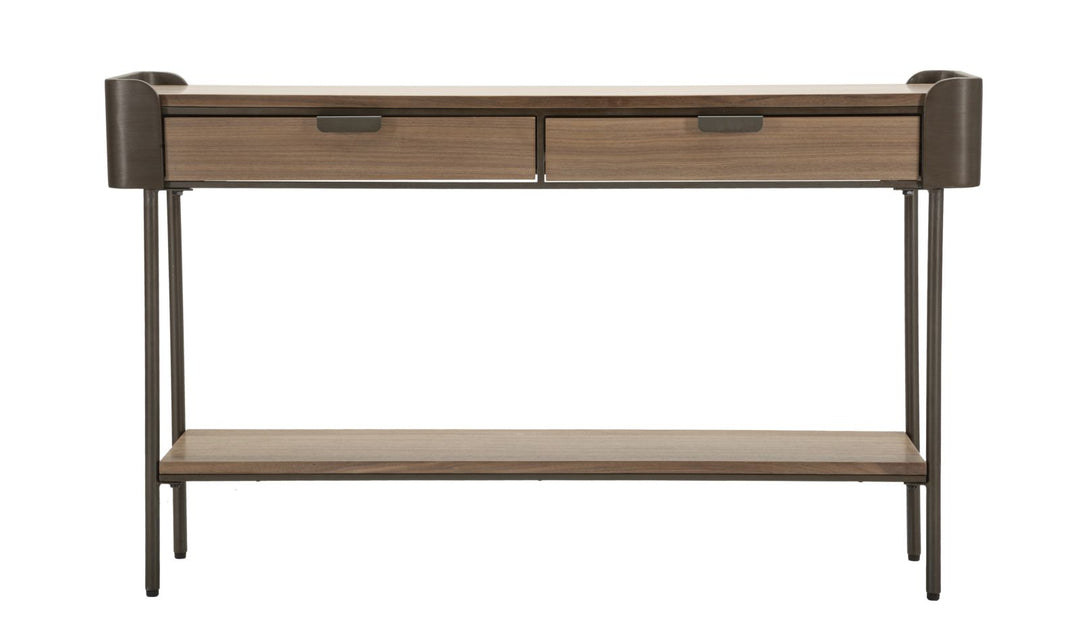 Konsolbord i træ og jern – 120x31x72 cm