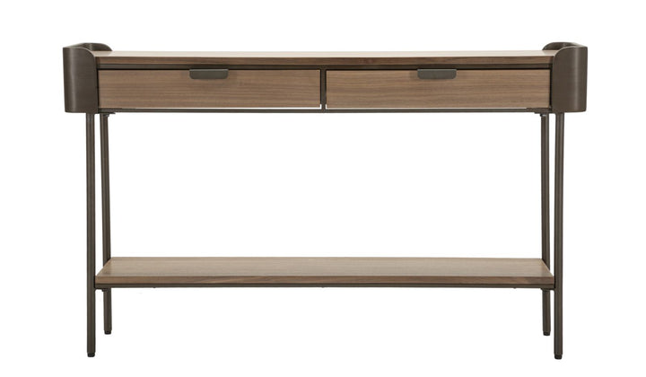 Konsolbord i træ og jern – 120x31x72 cm