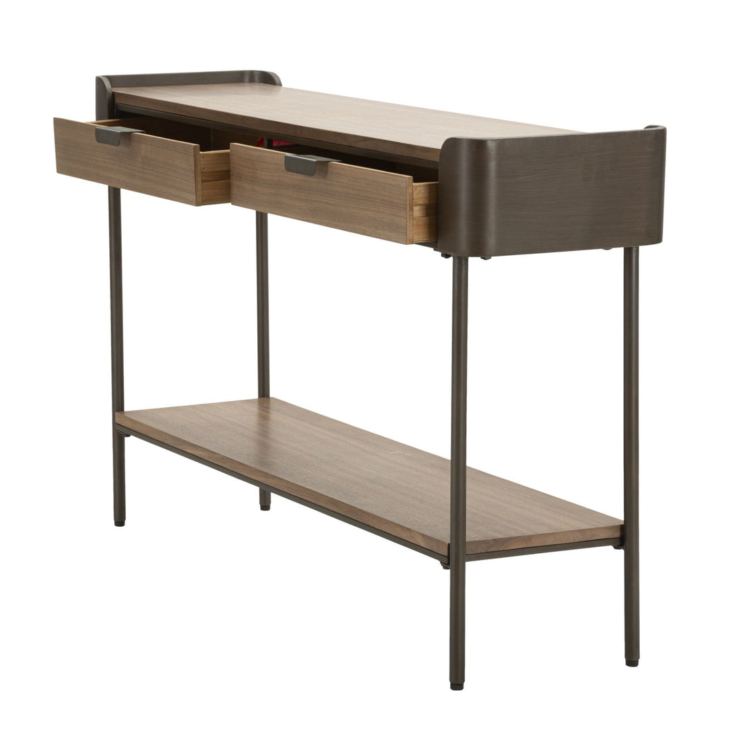 Konsolbord i træ og jern – 120x31x72 cm
