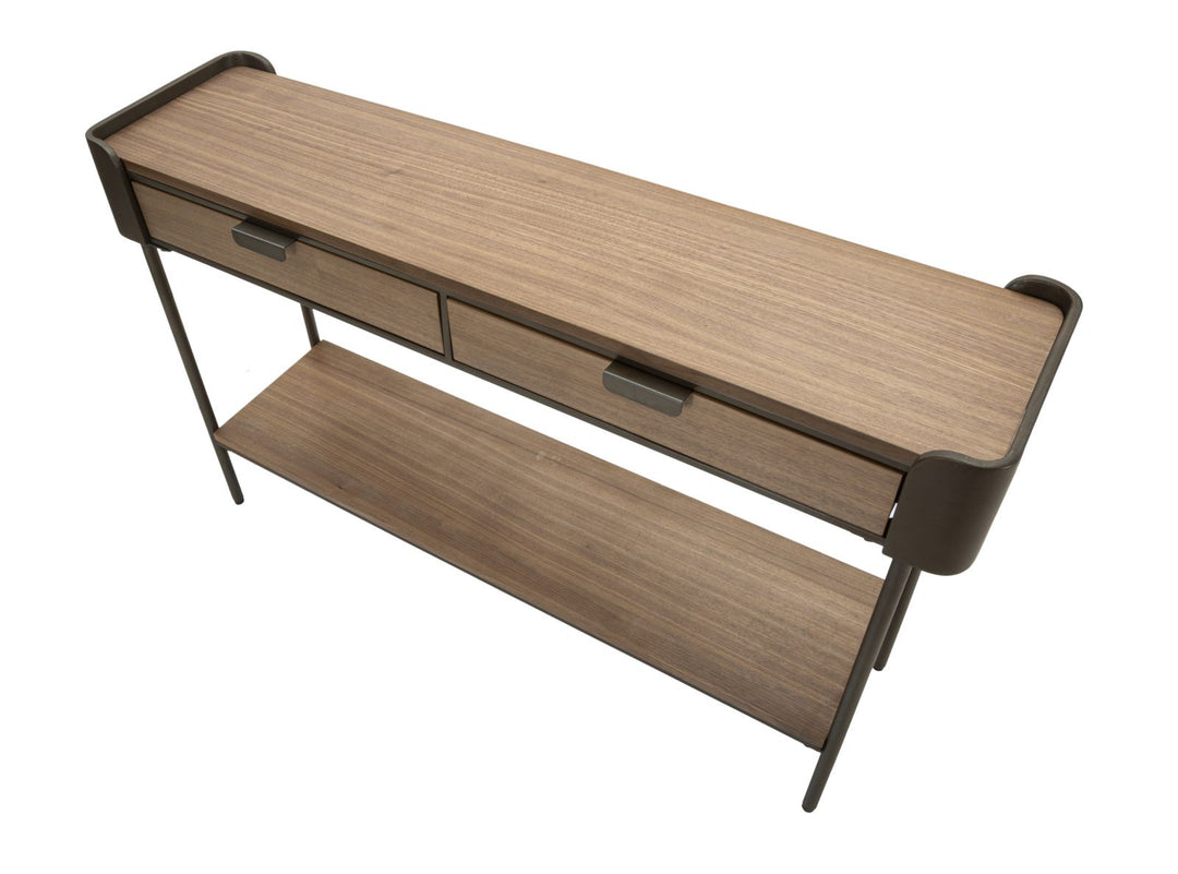 Konsolbord i træ og jern – 120x31x72 cm