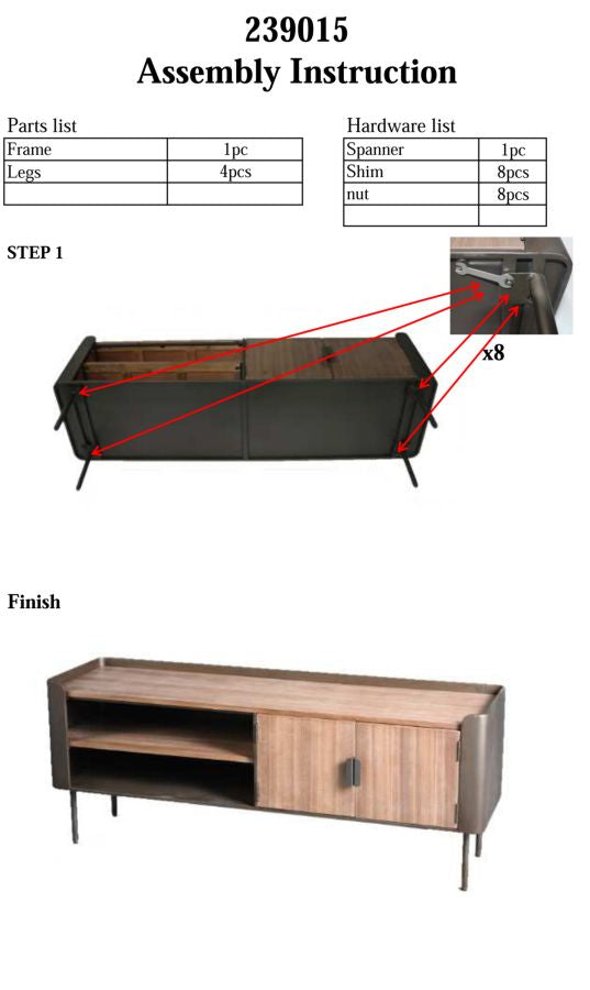 Tv-møbel i træ og jern – 150x42x58 cm