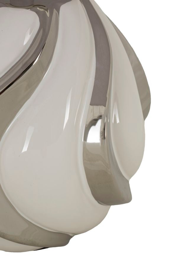 Glam bordlampe i keramik, jern og stof – 30x42 cm
