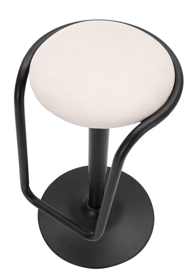 Barstol i sort, jern, træ og polyester – 41x61 cm