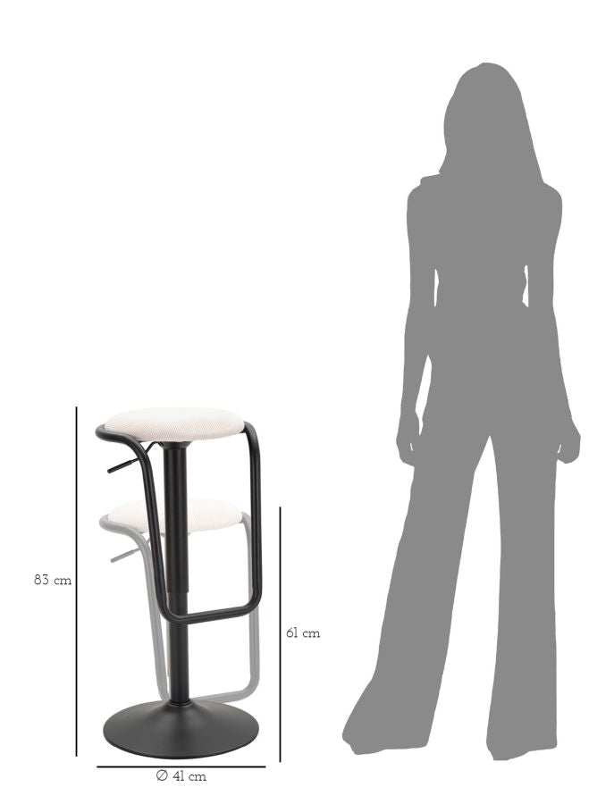 Barstol i sort, jern, træ og polyester – 41x61 cm