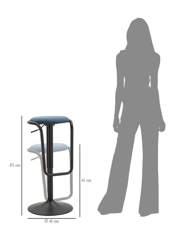 Barstol i sort, jern, træ og polyester – 41x61 cm
