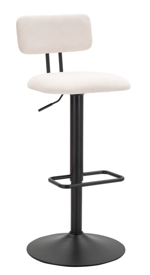 Barstol i hvid, jern, træ og polyester  – 41x47x5 106x5 cm