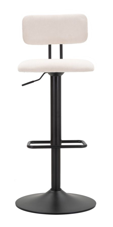 Barstol i hvid, jern, træ og polyester  – 41x47x5 106x5 cm