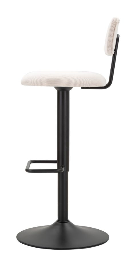 Barstol i hvid, jern, træ og polyester  – 41x47x5 106x5 cm